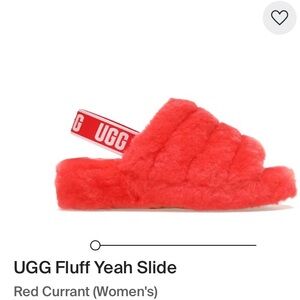 UGG FLUFF YEAH SLIDE Women's Sheepskin Slipper Red Currant US size 7 New